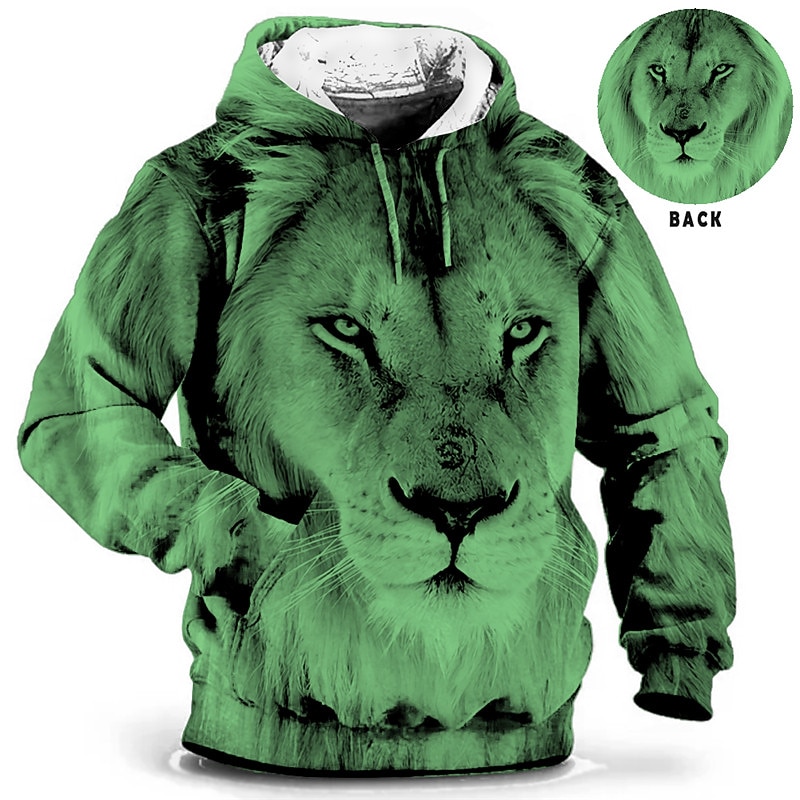 Men's Plus Size Pullover Hoodie Sweatshirt Big and Tall Lion Hooded Pocket Long Sleeve Spring &  Fall Fashion Streetwear Basic Comfortable Work Daily Wear Tops 2026 - $31.99 –P3