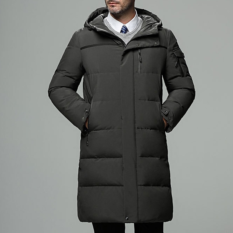 Herren Wintermantel Daunenjacke puffer jacket Strickjacke Lang Freizeitskleidung Urlaub Gehen Lässig / Alltäglich Winter Solide / einfarbig Schwarz Grün Grau Pufferjacke 2025 - $141.99 –P3