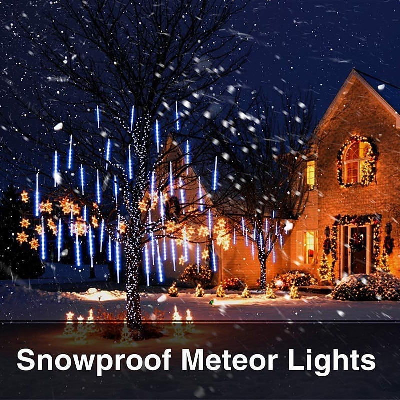 Meteor Shower Rain Lights 8pcs 30cm Tubes Outdoor 11.8inch Icicle Snowfall Light for Christmas Decoration LED Decoration Falling Drop String Light 2025 - $16.99 –P3