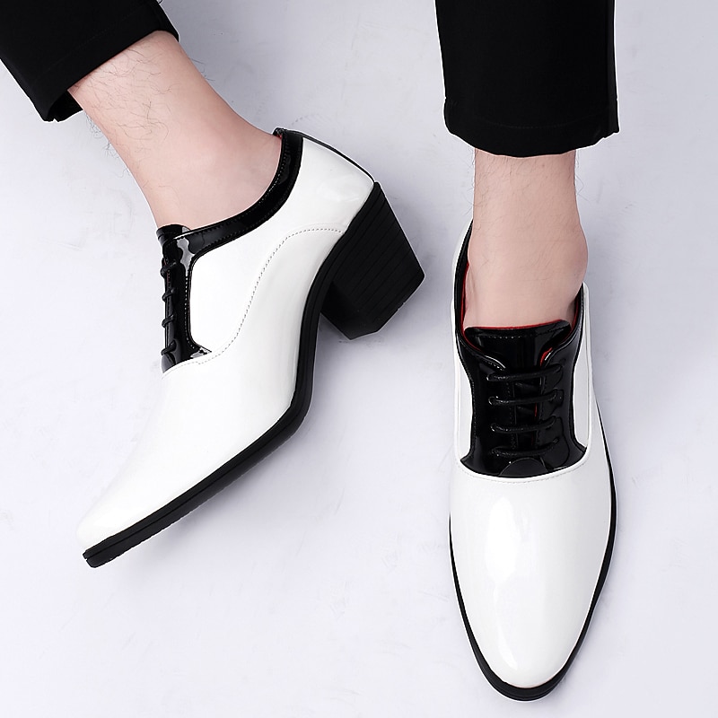 Men's Oxfords Dress Shoes Christmas Party Collections Casual British Wedding Party & Evening PU Black Red White Color Block Winter Fall 2025 - $59.99 –P5