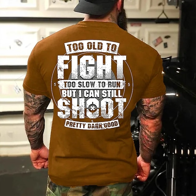 Homens Letra Velho demais para lutar Camiseta Camisetas gráficas 100% Algodão Manga Curta Gráfico Camisa Preto Vinho Vermelho Camiseta confortável Rua Feriado Roupas de estilistas de 2025 por $15.99 –P13