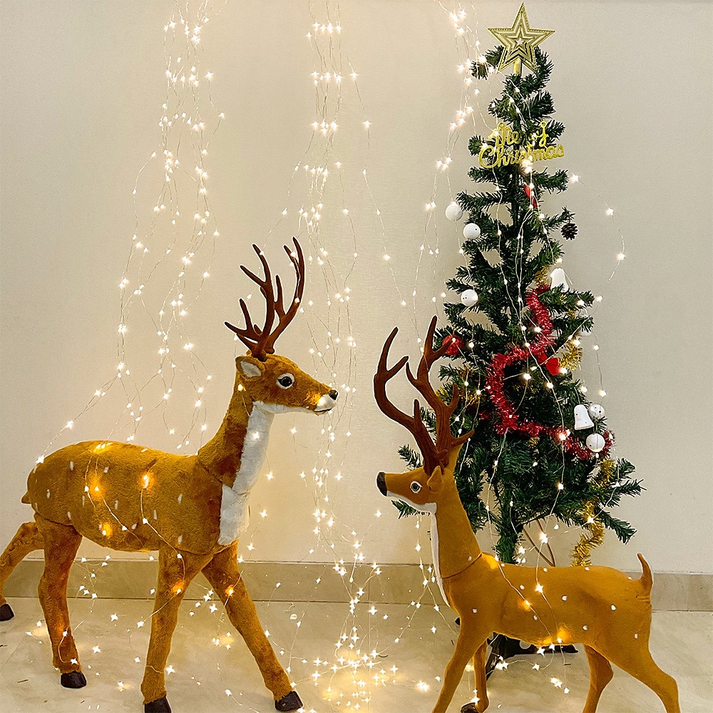 Guirlande lumineuse élégante pour réception de mariage, fête, cascade, guirlande lumineuse à LED, 2 m, 200 LED, vignes, fil de cuivre, décoration d'arbre de Noël, mariage, fête de 2025 ? $16.49 –P7