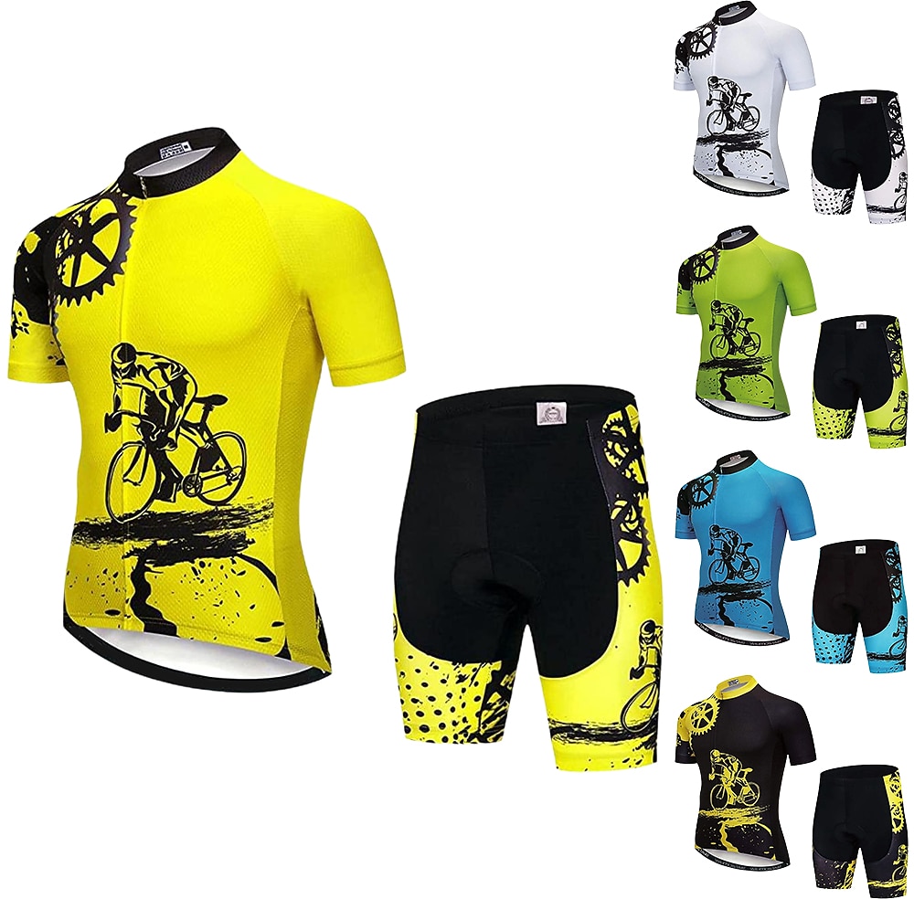Per uomo Maglia con pantaloncini da ciclismo Manica corta Ciclismo da montagna Cicismo su strada Nero Bianco Verde Pop art Attrezzatura Bicicletta Completo tuta Pad 3D Traspirante Asciugatura rapida del 2025 a $43.99 –P1