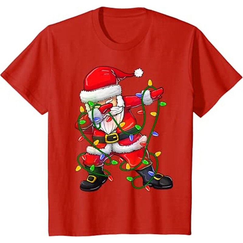 Gyerekek Fiú Póló Tee Mikulás Rövid ujjú Crewneck Gyermek Top Hétköznapi Divat Imádni való Nyár Fekete 3-12 év 2025 - $6.99 –P4