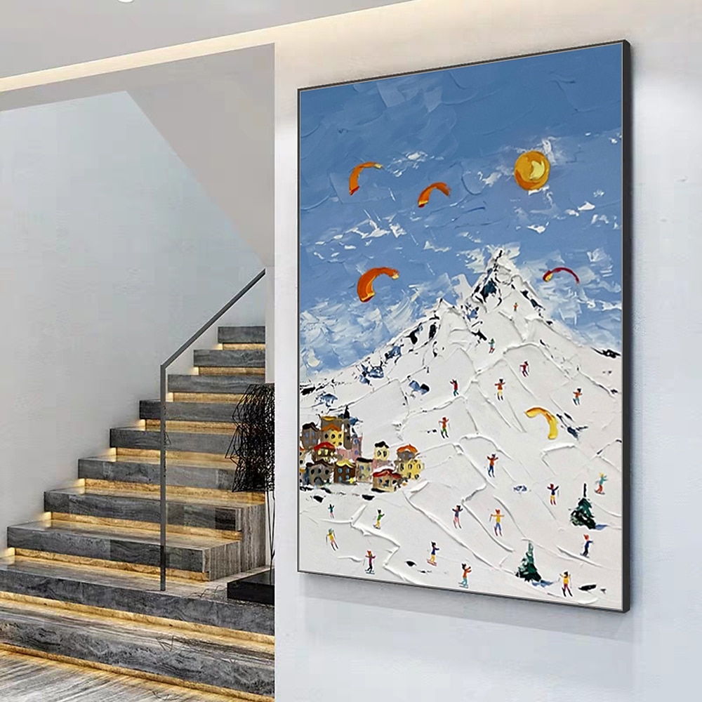 Mintura Handmade Mountain Oil Painting On Canvas Wall Art Decoration Modern Abstract Snow Landscape Picture For Home Decor Rolled Frameless Unstretched Painting 2025 - $69.99 –P2