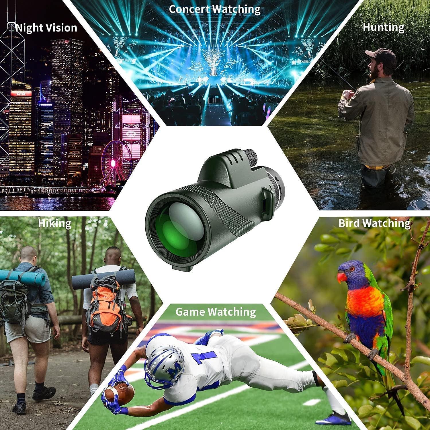 50x60 Monocular Telescope Phone Camera Waterproof Monocular Focus with Single Hand Clear Low Light Night Vision for Star Watching Ball Games Sightseeing Travel Camping Hiking Smartphone Adapter 2025 - $29.99 –P5