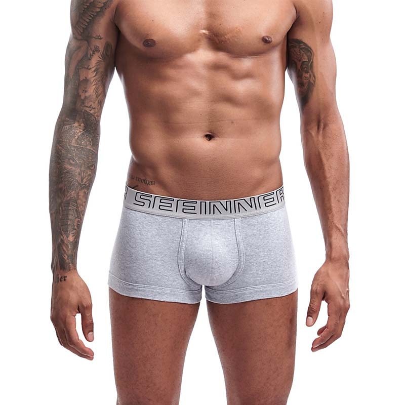 Men's 1pack Underwear Basic Panties Boxers Underwear Briefs Print Cotton Antibacterial Leak Proof Letter Mid Waist Black White 2025 - $10.49 –P3