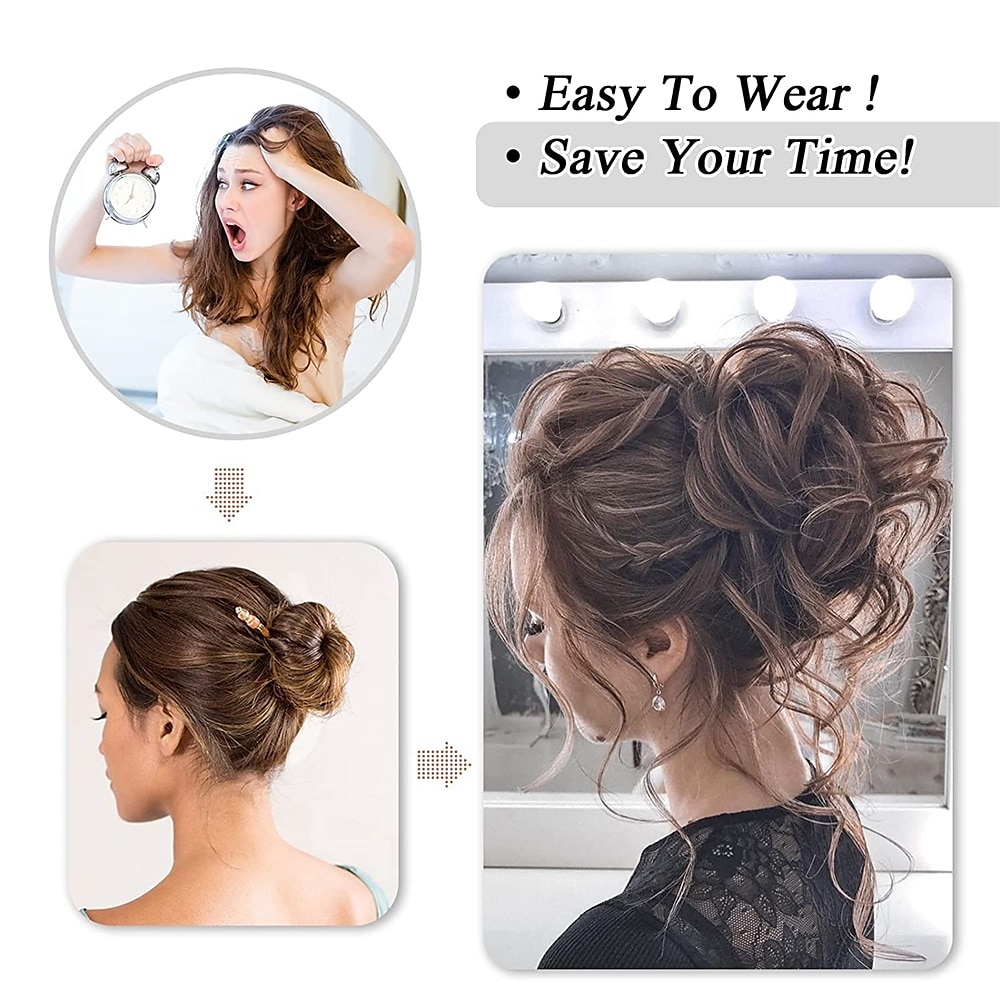 Messy Bun Hair Piece Messy Hair Bun Scrunchies for Women Tousled Updo Bun Synthetic Wavy Curly Chignon Ponytail Hairpiece for Daily Wear 2026 - $9.49 –P7