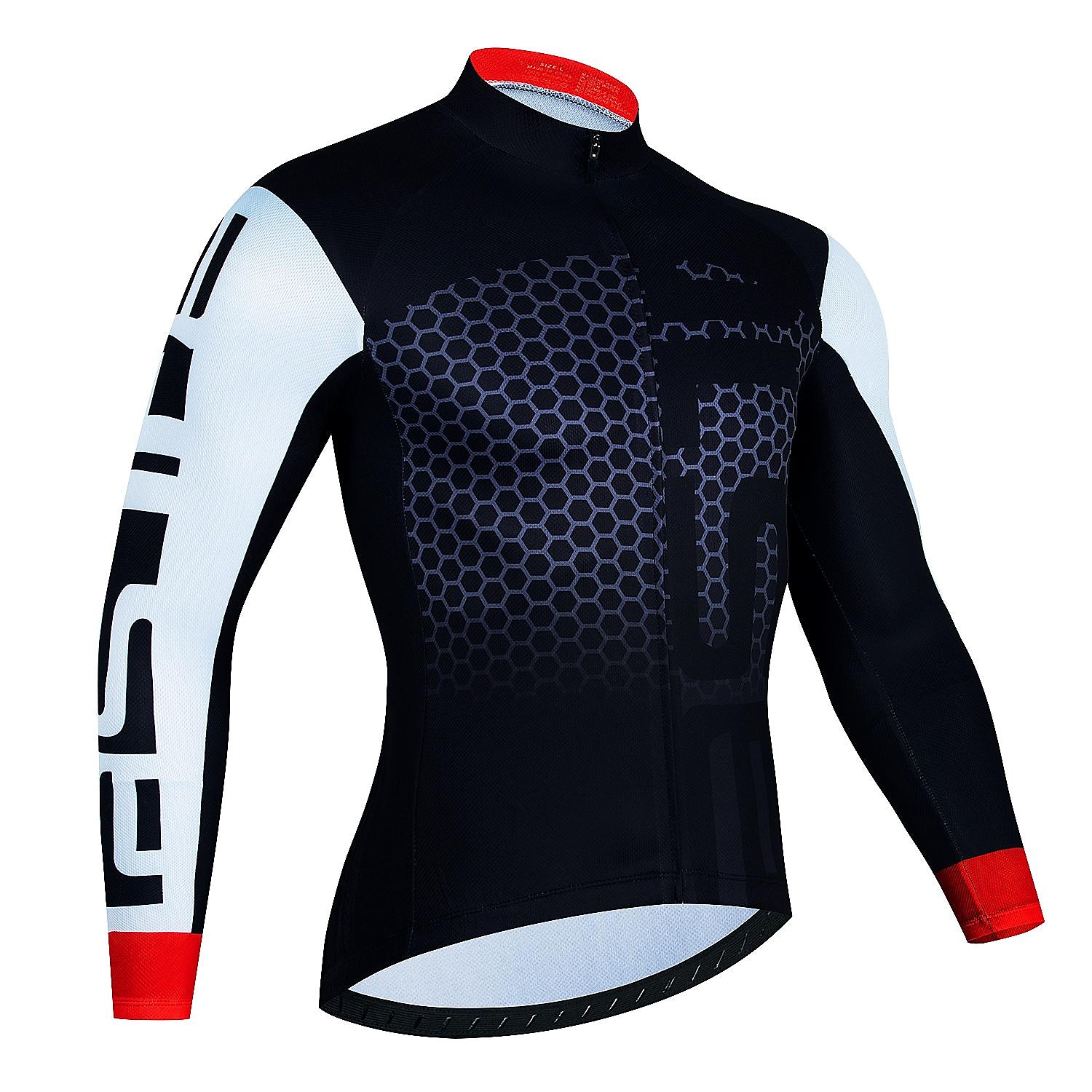 Herren Radtrikot fahrradbekleidung Fahrradtrikot Langarm Fahhrad Trikot Shirt mit 3 Gesäßtaschen MTB Mountain Rennrad Atmungsaktiv Schnelltrocknend Feuchtigkeitsableitung Reflexstreiffen Schwarz Wei 2025 - $32.99 –P4