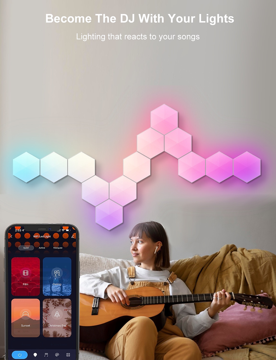 LED Smart Light Intelligent LED Dimmable Odd Light Panel 3/6/10 Packs Hexagonal LED Glow Lights Wifi Bluetooth Alexa RGBIC Smart Wall Lamp Night Light Remote APP Voice Music Control USB 2025 - $52.99 –P5