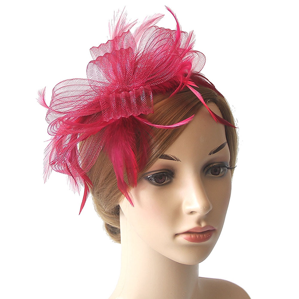 fascinators kentucky derby klobouk pokrývka hlavy organza polyester / polyamid kbelík klobouk párty / večer dovolená koktejl královský astcot vintage styl elegantní s nášivkami z peří pokrývka hlavy 2025 - $20.99 –P2