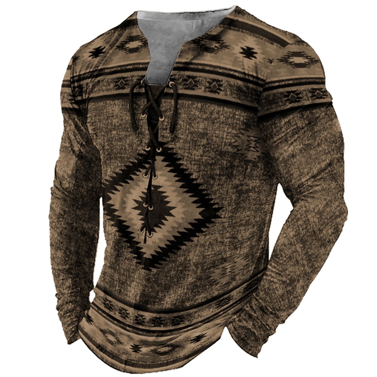 Homme T shirt Tee Tee Graphic Tribal Col Noir Vert Claire Rose Claire bleu marine Bleu 3D effet Extérieur Plein Air manche longue Lacet Imprimer Vêtement Tenue Design mode Rétro Vintage basique de 2025 ? $20.99 –P7