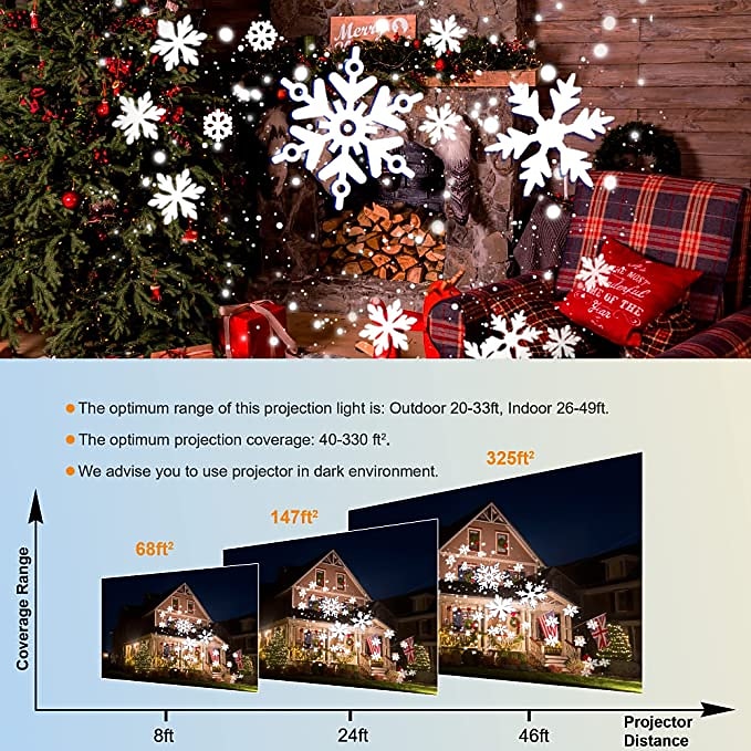 Snowflake lampa projektora oświetlenie świąteczne o wysokiej jasności wtyczka niskiego napięcia pilot boże narodzenie wewnątrz i na zewnątrz atmosfera dekoracyjna lampa projektora 2025 - $27.99 –P7