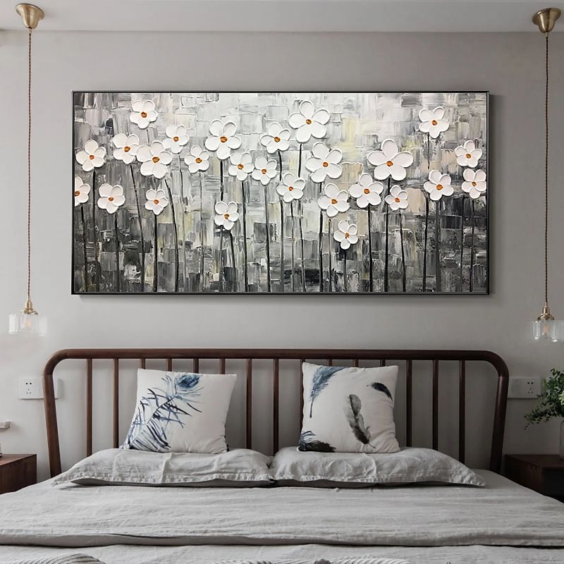 Pintura al óleo hecha a mano lienzo arte de la pared decoración espátula pintura clásica flor de ciruelo blanco para decoración del hogar enrollado sin marco pintura sin estirar 2025 - zł369.99 –P9