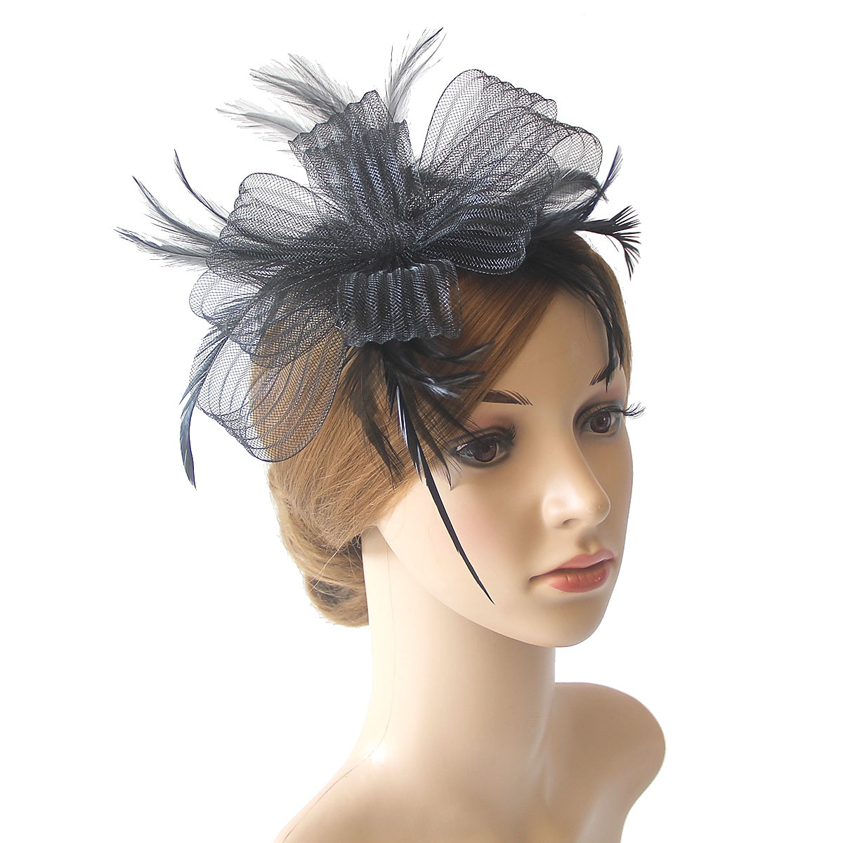 fascinators kentucky derby klobouk pokrývka hlavy organza polyester / polyamid kbelík klobouk párty / večer dovolená koktejl královský astcot vintage styl elegantní s nášivkami z peří pokrývka hlavy 2025 - $20.99 –P4