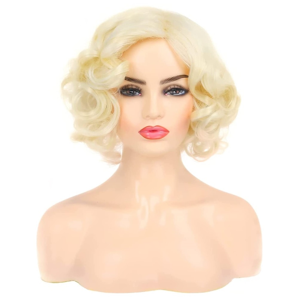 peruci scurte și ondulate roșii pentru femei, costum roșu ondulat natural sintetic, perucă de petrecere cosplay cu șapcă de perucă peruci de carnaval 2025 - $18.99 –P14