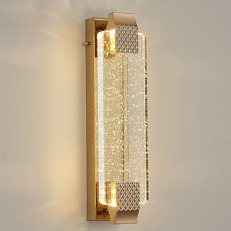 led vegglamper krystallboble for baderomsgang gull moderne sminkelampearmatur med krystallbobleglass, integrert led veggfestelampe,3000k innendørs vegglampe 2025 - $199.99 –P4