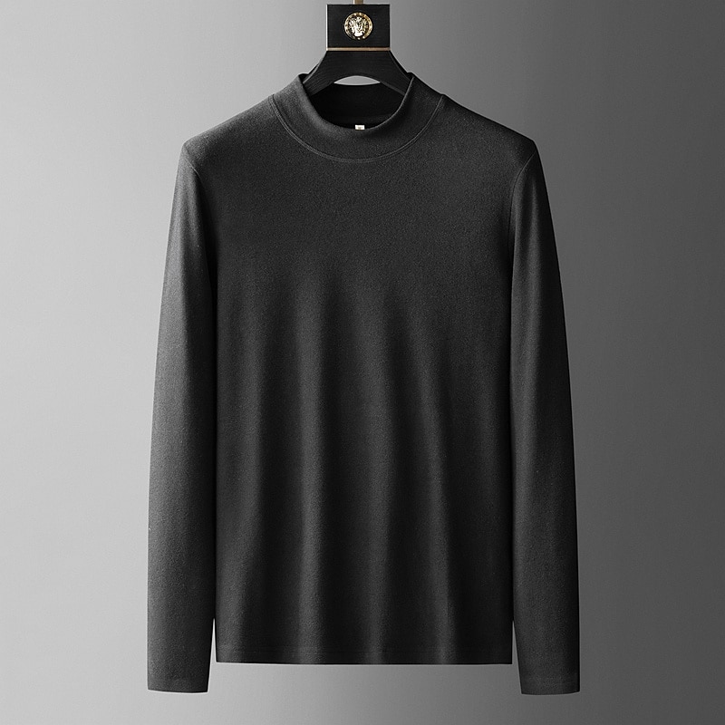 Men's Turtleneck shirt Long Sleeve Shirt Long Sleeve Crew Neck Spring & Fall Plain Fashion Casual Comfortable Street Holiday Going out Black White Blue Top Tee for Men 2025 - $20.99 –P4