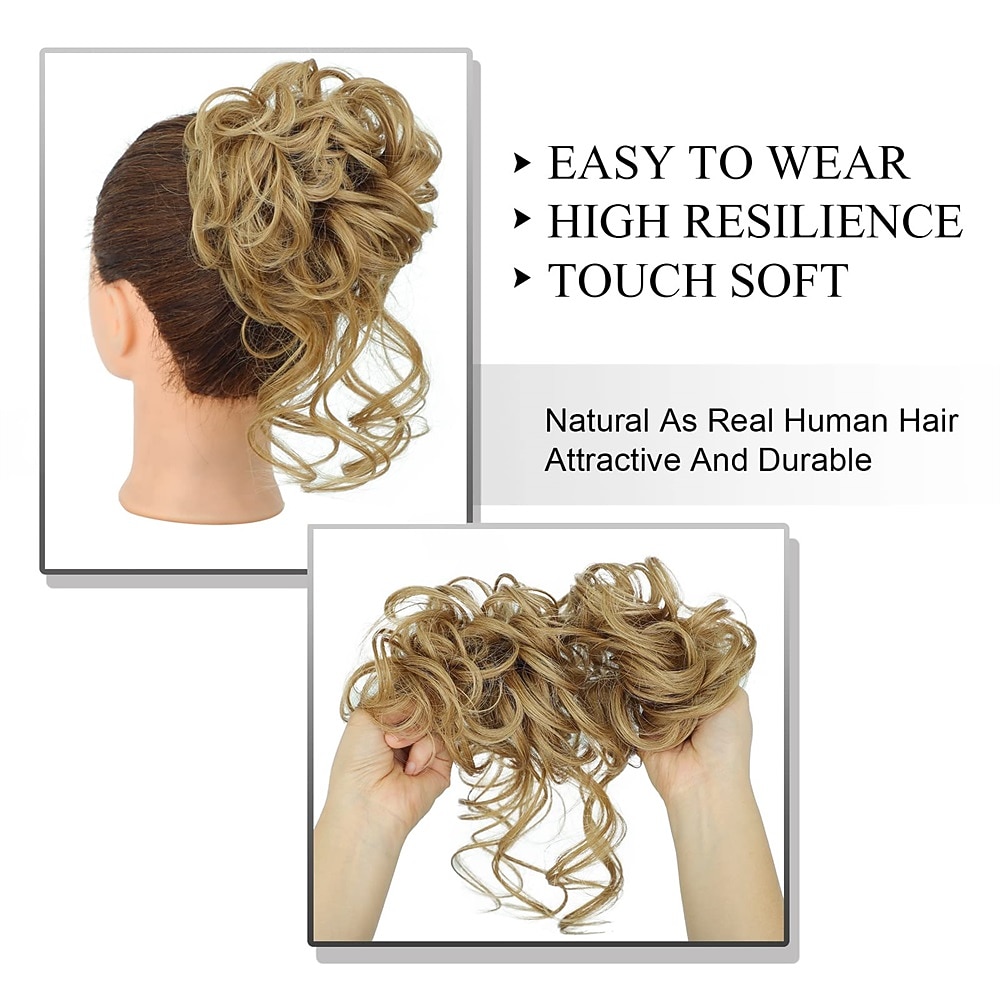 Messy Bun Hair Piece Messy Hair Bun Scrunchies for Women Tousled Updo Bun Synthetic Wavy Curly Chignon Ponytail Hairpiece for Daily Wear 2026 - $9.49 –P10