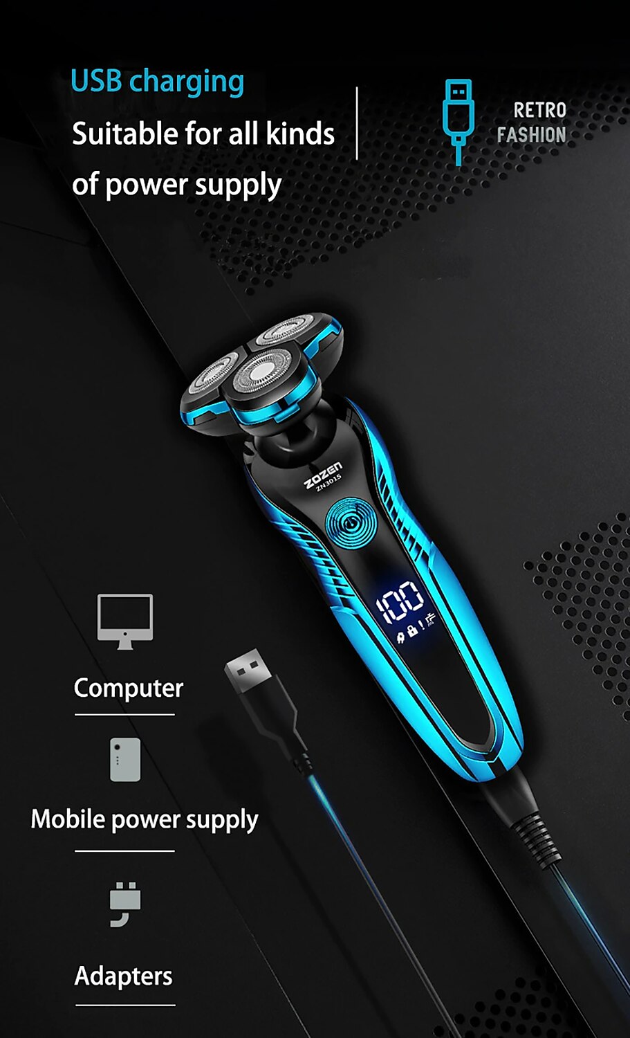 New Electric Shaver Washable Rechargeable Electric Razor Shaving Machine for Men Beard Trimmer Wet-Dry Dual Use 2025 - $47.99 –P9
