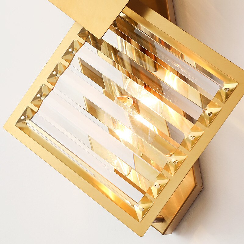 applique da parete a led applique da parete in cristallo lampada da parete geometrica, lampada da parete moderna in metallo dorato per testiera, lampade da parete nordiche per soggiorno, corridoio, del 2025 a $248.89 –P4