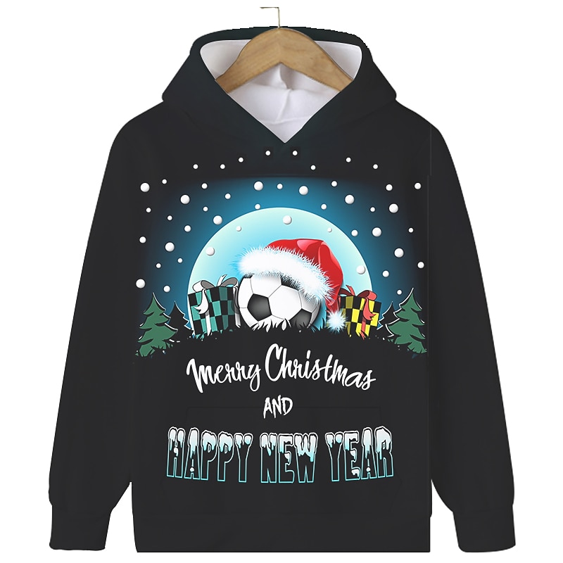 Barn Pojkar Huvtröja med jultema Huvtröja Grafisk jultomten Emoji Långärmad Ficka Vår Höst Vinter Mode söt stil Polyester Utomhus Ledigt 2025 - $18.99 –P4