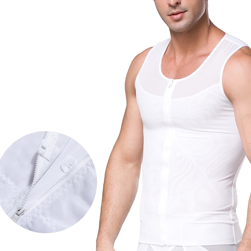 Férfi Alakformáló ruha Derék edző Body Shaper Tiszta szín Egyszerű Kényelmes Otthon Napi Poliészter Fogyókúra Terített nyak Ujjatlan Tél Ősz Fekete Bézs 2025 - $23.99 –P1
