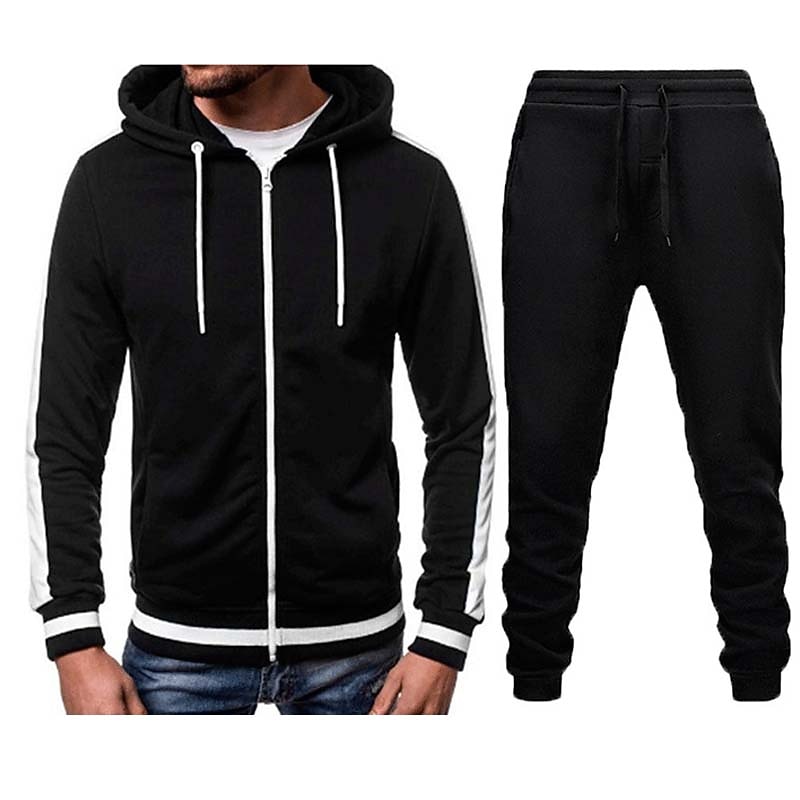 Men's Tracksuit Sweatsuit Zip Hoodie Sweatshirt Hoodie Jacket Jogging Suits Red & Black Black+Light Grey Dark Grey+Light Grey Red+Light Grey Red+Dark Grey Hooded Color Block Drawstring 2 Piece Sports 2026 - $28.99 –P1