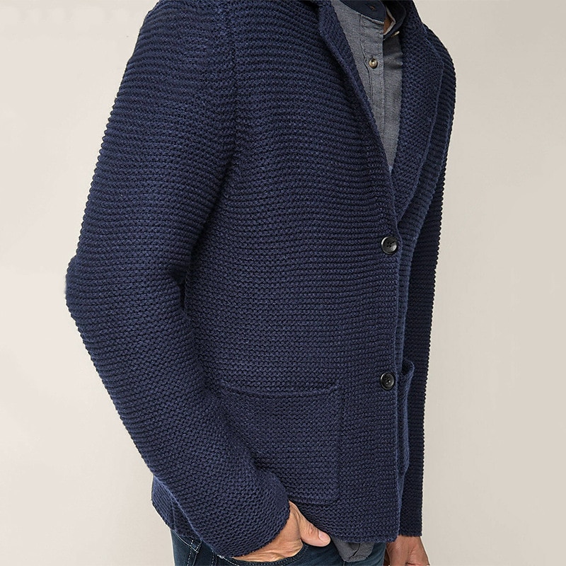 Men's Sweater Cardigan Sweater Sweater Jacket Ribbed Knit Cropped Knitted Lapel Warm Ups Modern Contemporary Daily Wear Going out Clothing Apparel Fall & Winter Black khaki M L XL 2025 - $35.99 –P2