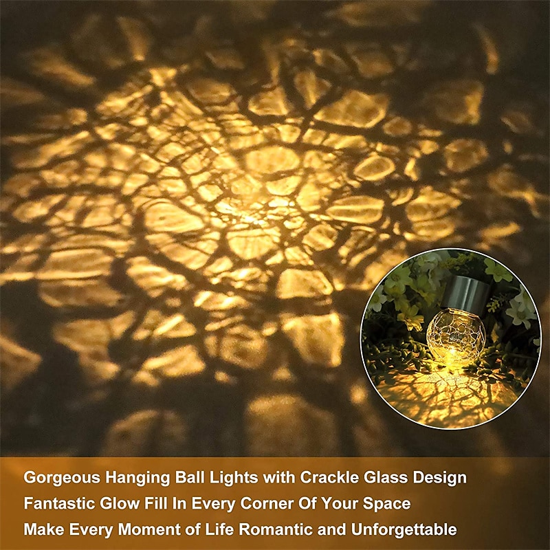 Christmas Outdoor Cracked Glass Solar Lights, Solar Garden Lights Waterproof LED Hanging Globe Lights for Christmas Outdoor Garden & Patio Christmas Decor 2025 - $15.99 –P7