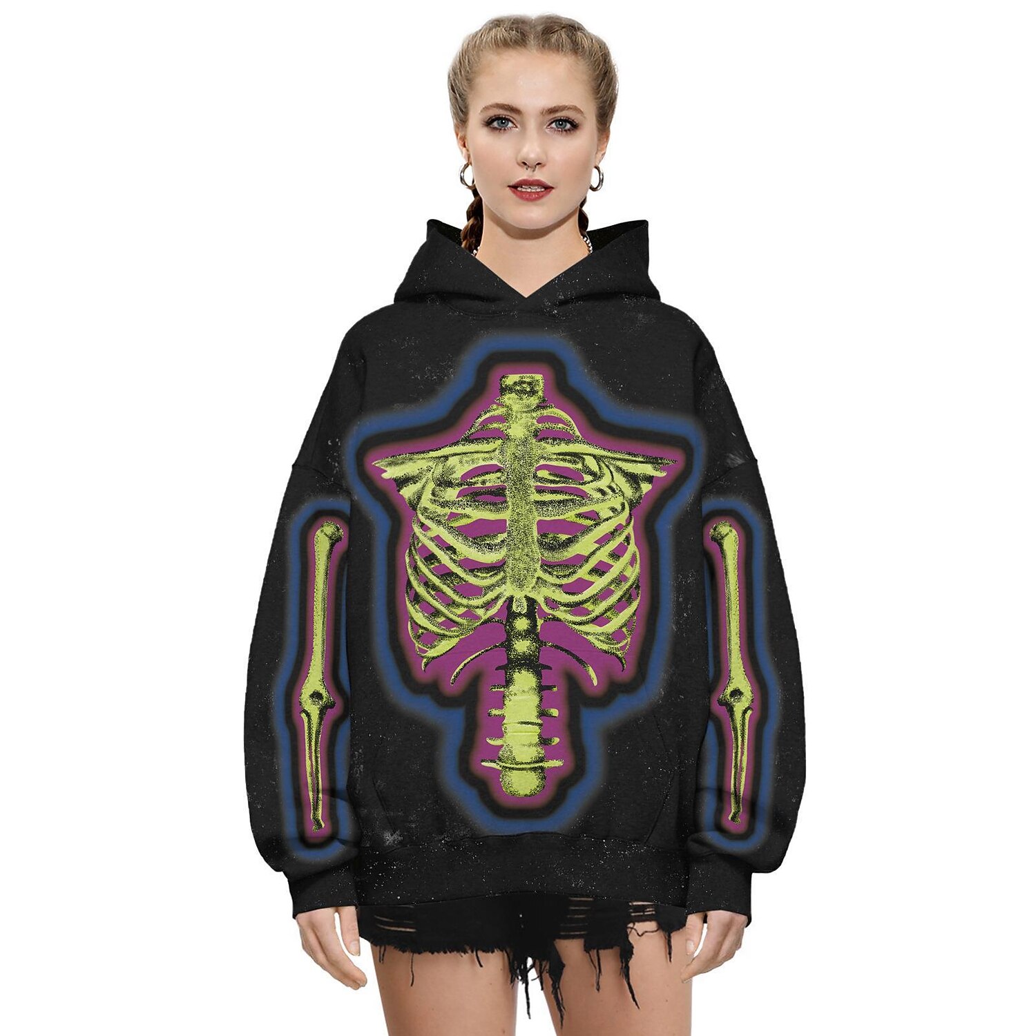 Punk Gothic Skeleton Skull Hoodie Skull Front Pocket Graphic For Couple's Men's Women's Adults' Masquerade 3D Print Casual Daily 2025 - $34.99 –P4