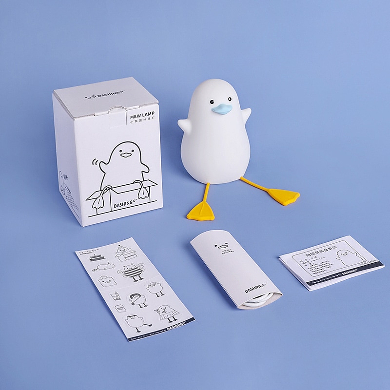 anatra ha condotto le luci notturne simpatica lampada in silicone ricaricabile usb sensore di temporizzazione lampada da comodino per camera da letto regalo per bambini del 2025 a $25.99 –P5