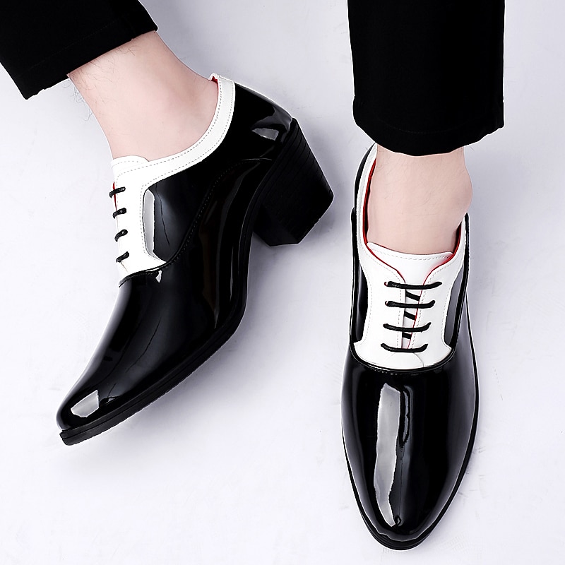 Men's Oxfords Dress Shoes Christmas Party Collections Casual British Wedding Party & Evening PU Black Red White Color Block Winter Fall 2025 - $59.99 –P12