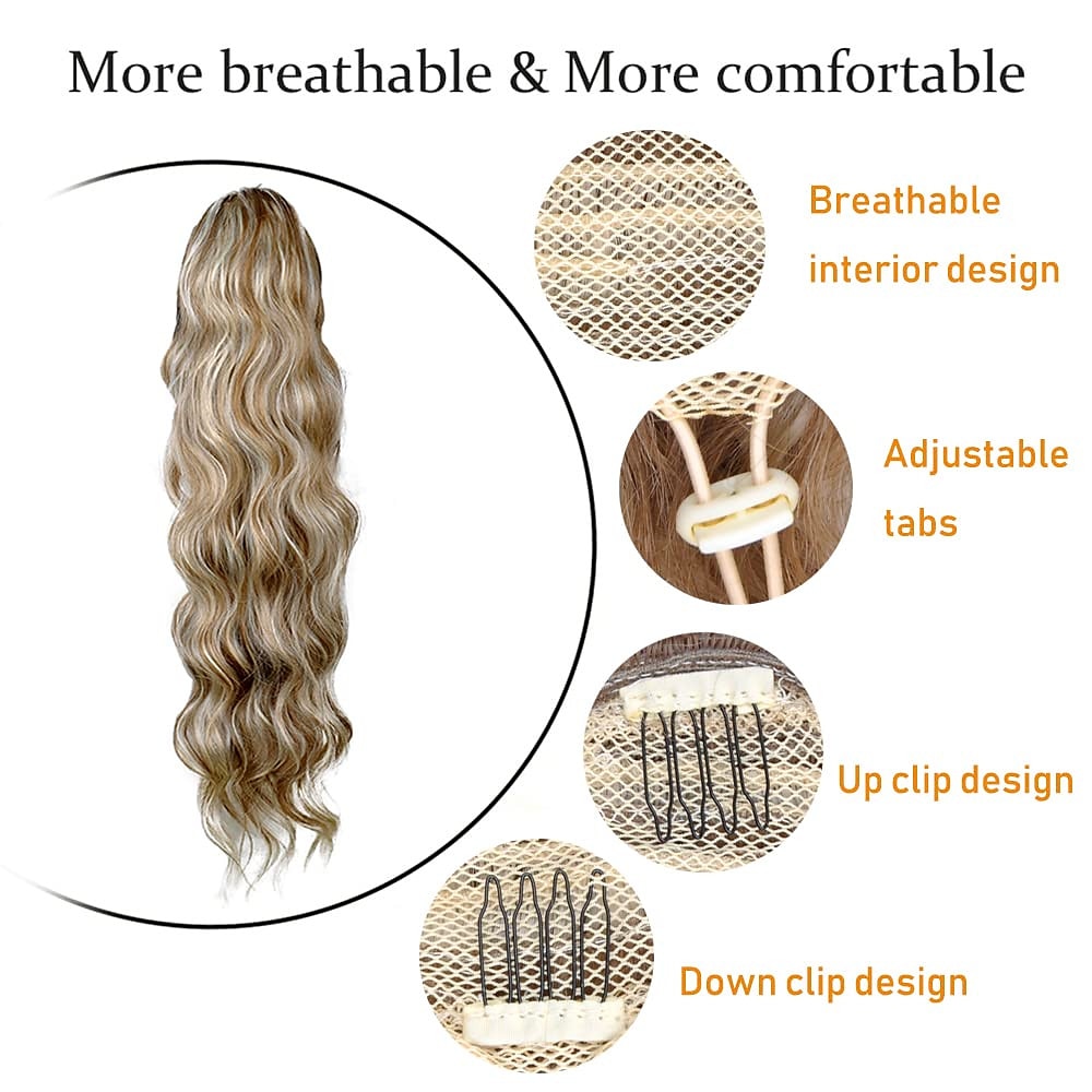 Long Ponytail Extension Drawstring Ponytail Hair Extensions Wavy Pony Tail Synthetic Hairpiece for Women (6H22) 2025 - $16.49 –P5