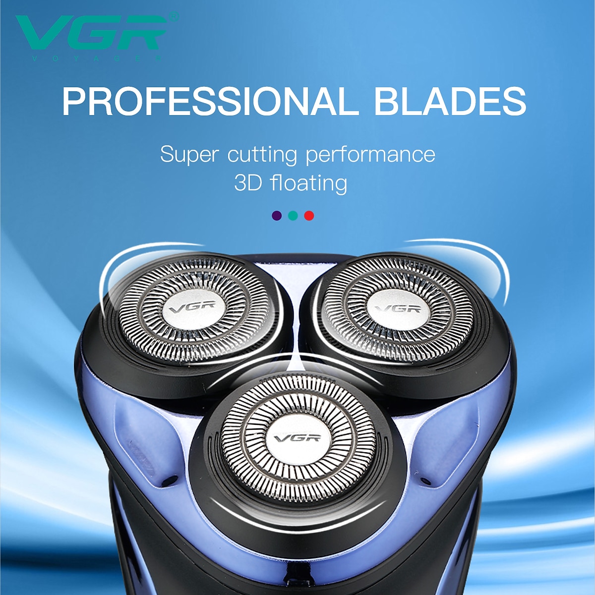 VGR Electric Razor for Men USB Rechargeable 3D Rotary Men's Shaver Pop-up Beard Trimmer Grooming Kit IPX7-Waterproof Corded & Cordless Wet Dry Beard Shavers LED Display 2025 - $47.99 –P3