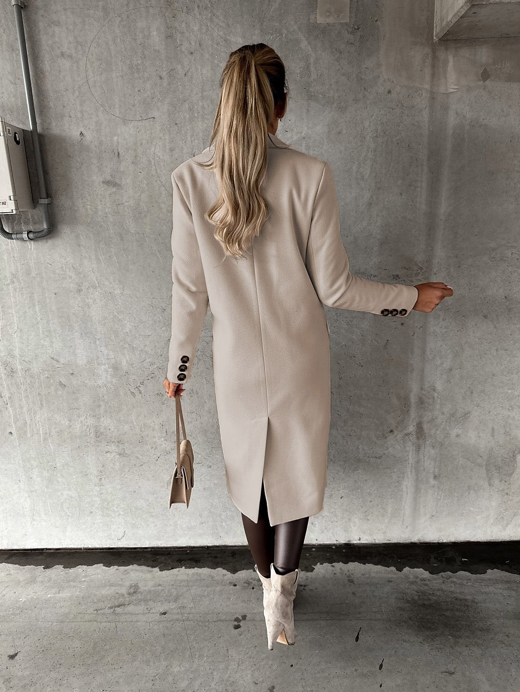 Women's Winter Coat Long Overcoat Double Breasted Pea Coat Notched Lapel Coat Thermal Warm Windproof Trench Coat with Pockets Elegant Outerwear Fall Outerwear Long Sleeve Khaki Black Pink 2023 - US $38.99 –P7