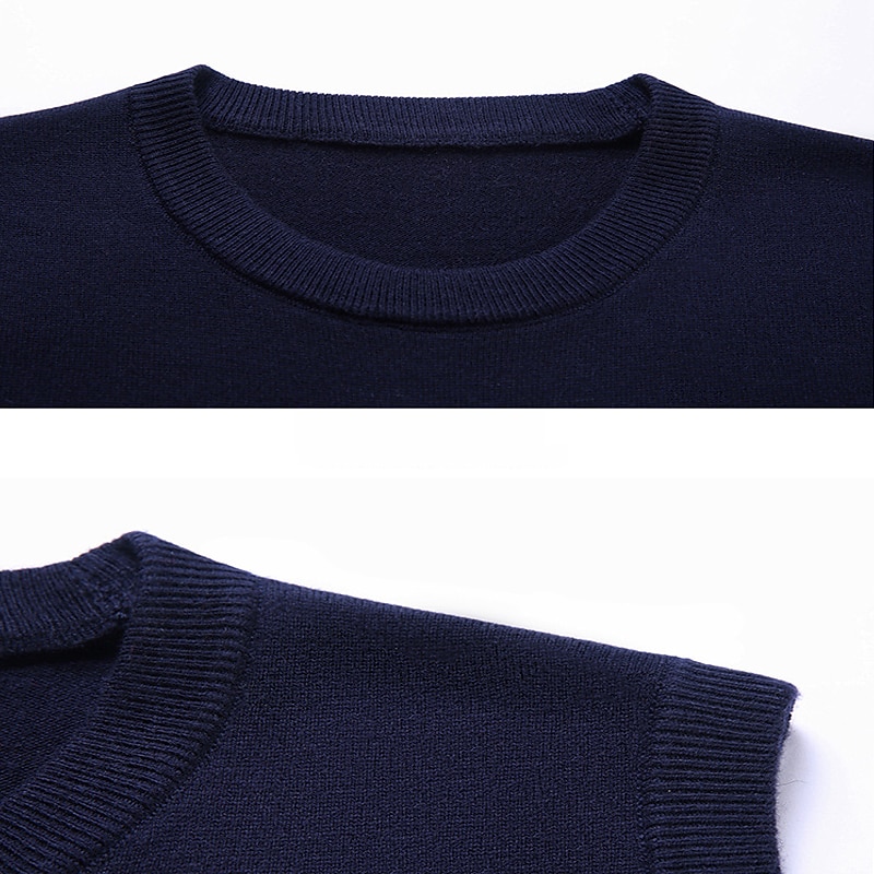 Men's Sweater Vest Dress Sweater Wool Sweater Pullover Sweater Jumper Ribbed Knit Knitted Solid Color Crew Neck Keep Warm Modern Contemporary Work Daily Wear Clothing Apparel Sleeveless Spring & Fall 2025 - $28.99 –P13