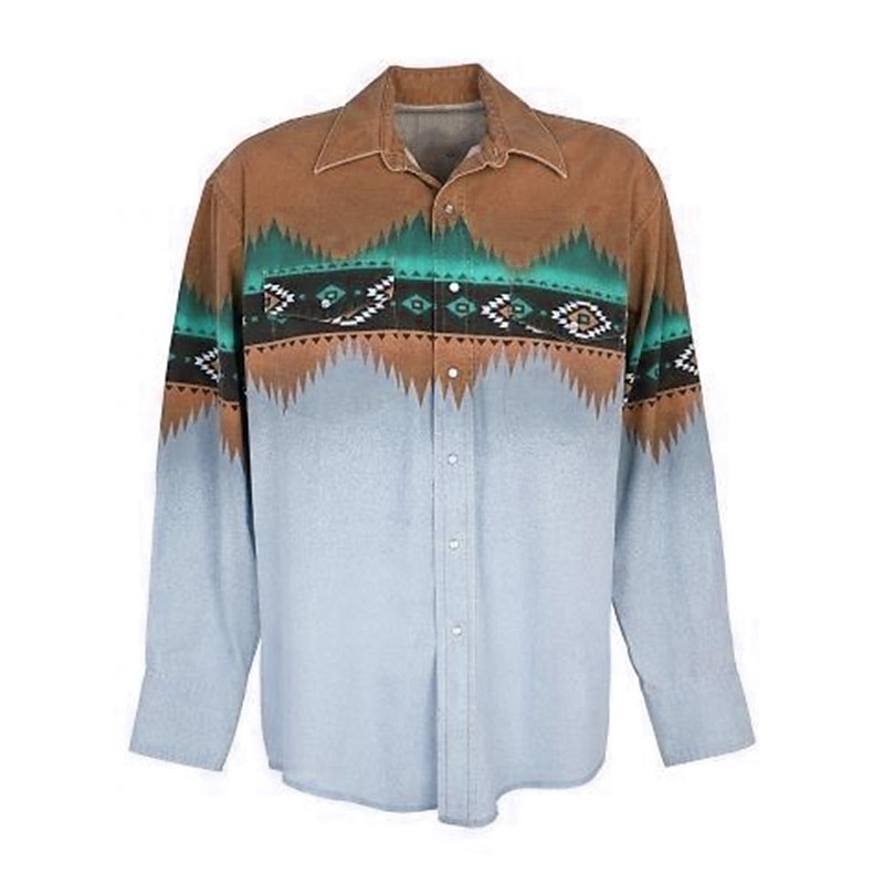 Herren Stammes Grafikdrucke Geometrie Hemd Westernhemd Cowboy-Shirt Langarm Mode Designer Lässig Outdoor Täglich Herbst Winter Umlegekragen Druck Button-Down Meeresblau Gelb Rote Blau Grün 2025 - $26.99 –P2