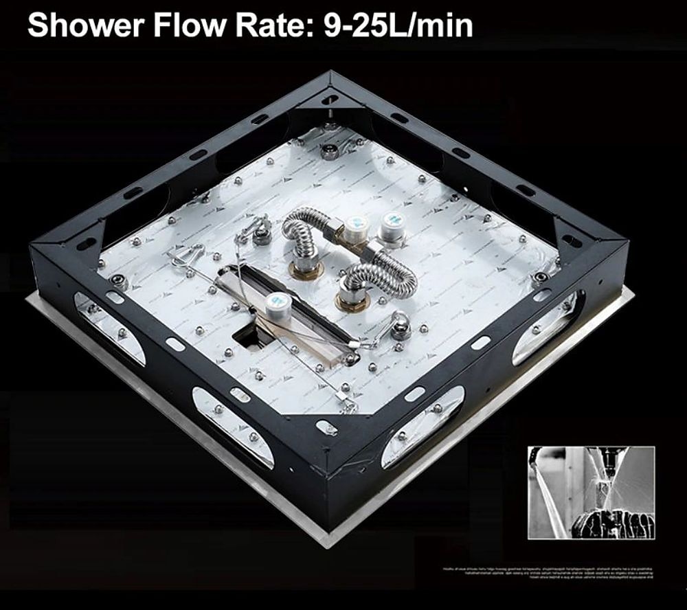 pommeau de douche à effet de pluie dissimulé 400 * 400mm lumière LED, pomme de douche à effet de pluie au plafond de 16 pouces en acier inoxydable 304, douche à effet de pluie 3 fonctions pomme de douche à LED panneau de douche à cascade spa carré de 2025 ? $479.49 -P2