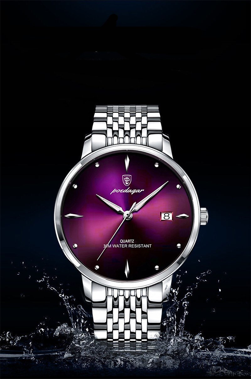 The new POEDAGAR/ P868 brand men's watch waterproof glow-in-the-dark slim calendar quartz watch is a hit with foreign trade 2025 - GBP £12 –P9