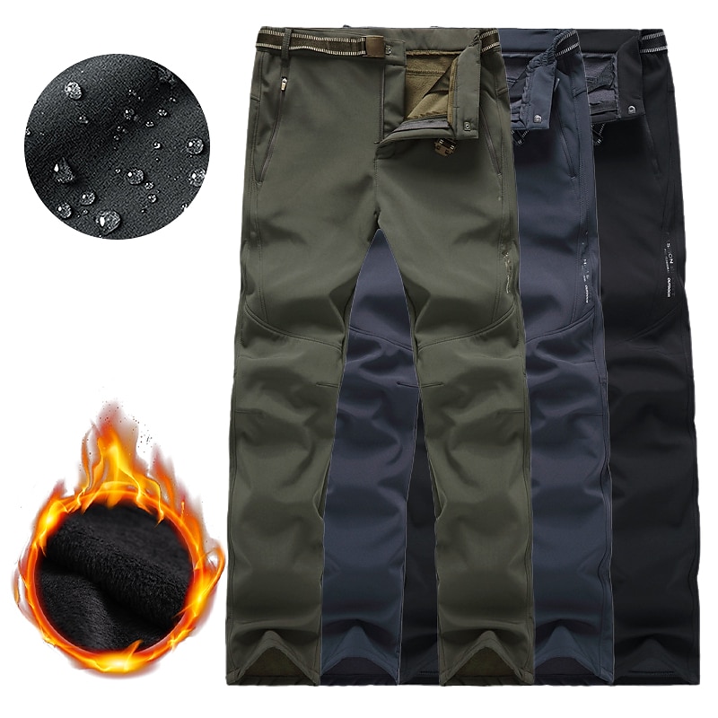 Men's Waterproof Hiking Pants Fleece Lined Pants Softshell Pants Winter Outdoor Thermal Warm Fleece Lining Waterproof Windproof Pants / Trousers Bottoms Black Army Green Fleece Hunting Ski 2025 - $34.99 –P1