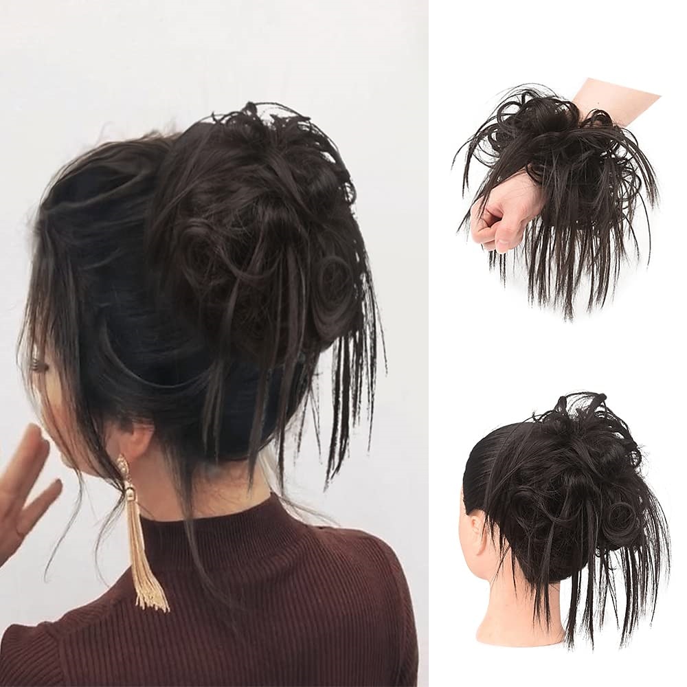 chignon ébouriffé chignon désordonné extensions de chignon avec élastique élastique queue de cheval chouchous pour femme (mélange brun blond clair) de 2025 ? $18.49 –P10