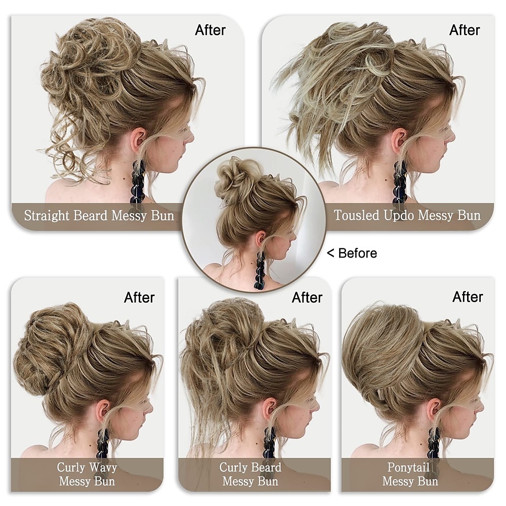 5 Pieces Messy Hair Bun Hairpiece Tousled Updo for Women Hair Extension Ponytail Scrunchies with Elastic Rubber Band Long Updo Messy Hairpiece Hair Accessories Set for Women 2026 - $26.99 –P7