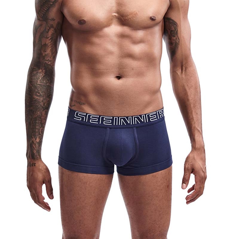 Men's 1pack Underwear Basic Panties Boxers Underwear Briefs Print Cotton Antibacterial Leak Proof Letter Mid Waist Black White 2025 - $10.49 –P4