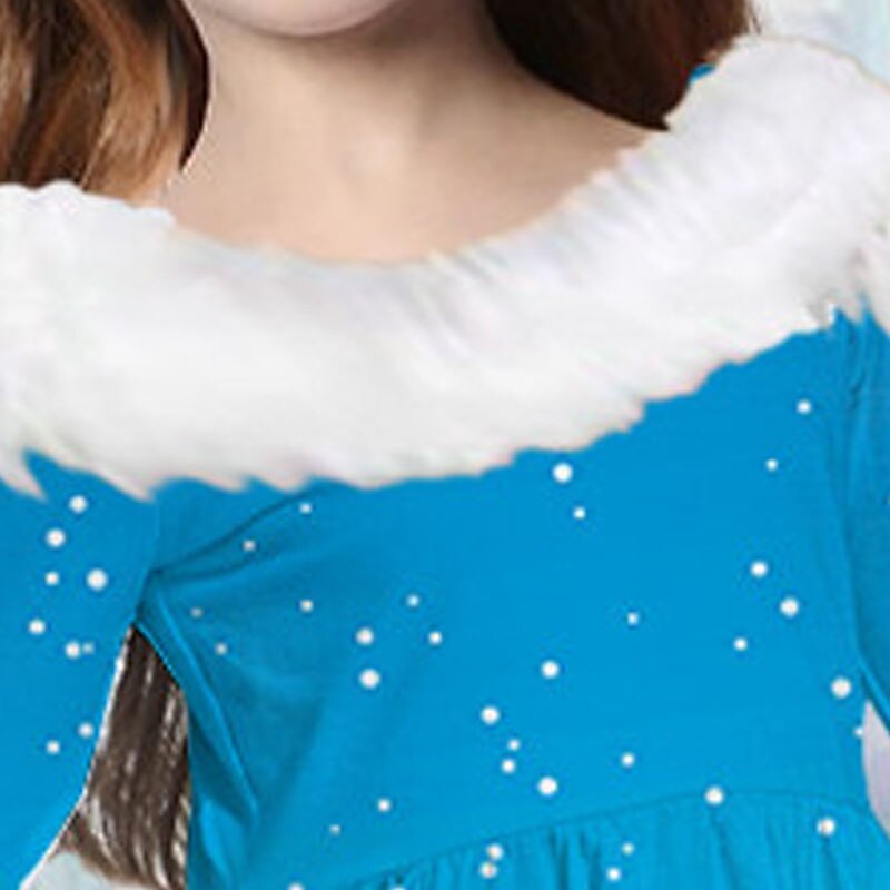 Kids Girls' Dress Snowflake Long Sleeve Casual Fur Trim Crewneck Adorable Daily Polyester Above Knee Casual Dress Swing Dress A Line Dress Fall Winter 2-13 Years Navy Blue Blue Sky Blue 2025 - $24.99 –P4