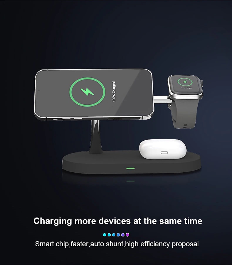 5 in 1 Magnetic Wireless Charger Stand, 15W Qi Fast Charging Dock Station Holder LED Night Light Compatible with Magsafe iPhone 15/14/13/12 Pro Max Mini, iWatch Ultra/SE/8/7/6/5/4/3/2, AirPods 3/2/Pro 2025 - $55.99 –P5