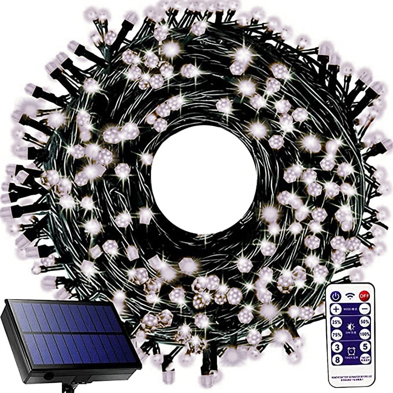 vízálló napelemes karácsonyi lámpák - 30-100m, 300-800 led fényfüzér távirányítóval és 8 üzemmóddal karácsonyfa és kert dekorációhoz 2025 - $34.99 –P4