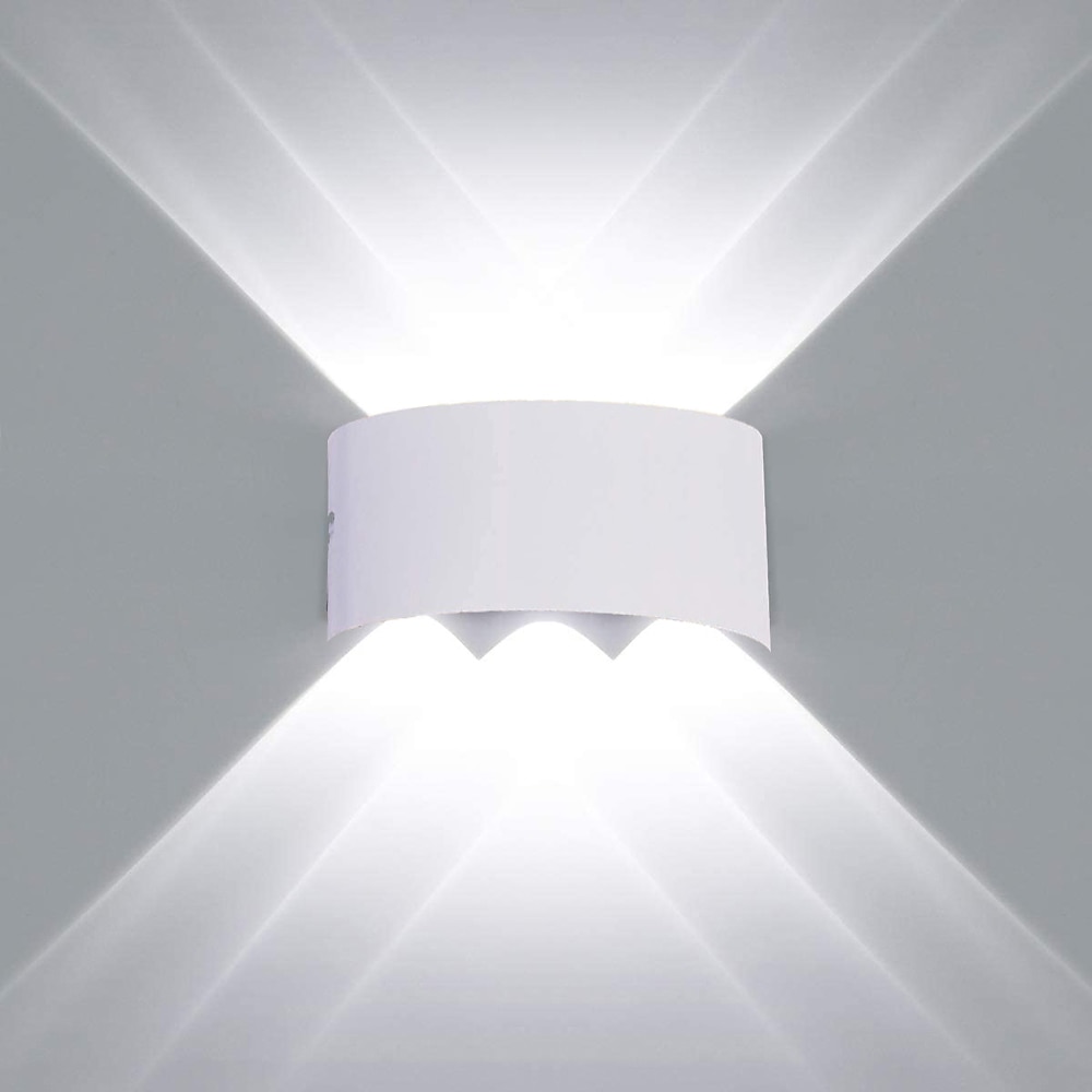 led applique murale extérieure / intérieure 6w haut / bas éclairage intérieur double tête incurvée étanche ip65 applique murale lampe de chambre moderne lumière blanche chaude ac85-265v de 2025 ? $46.99 –P3