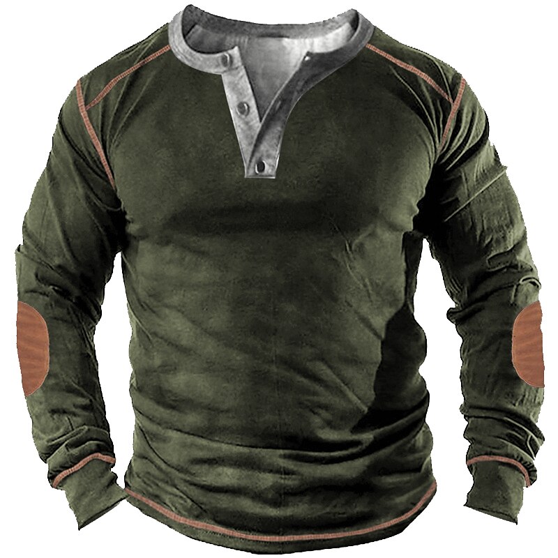Herr Tröja Grön Blå Purpur Gul Rubinrött Henley krage Grafisk Färgblock Sport & Utomhus Ledigt Dagligen 3D-tryck Plusstorlekar Grundläggande Vintage Designer Vår & sommar Kläder Pull Tröjor Långärmad 2025 - $22.99 –P4