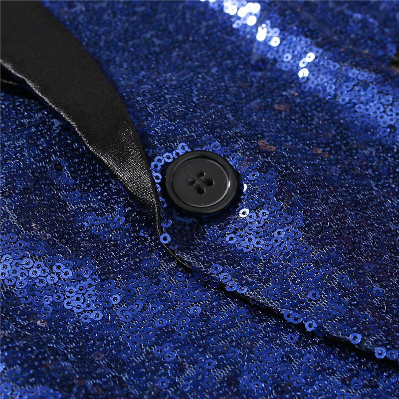 Herren Abendkleidung Blazer Sakko Neujahr Zeremonie Abendgesellschaft Modisch Strassenmode Herbst Winter Pailletten Einfarbig Pailletten Tasche Atmungsaktiv Komfortabel Einreiher - 1 Knopf Blazer 2025 - $61.99 –P14
